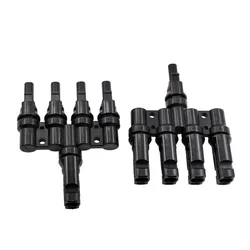1 Pair IP67 Approved 4 to 1 Male With Female Solar PV Connector T Type Solar 100% PP0 Parallel DIY Solar Kits System T Branch