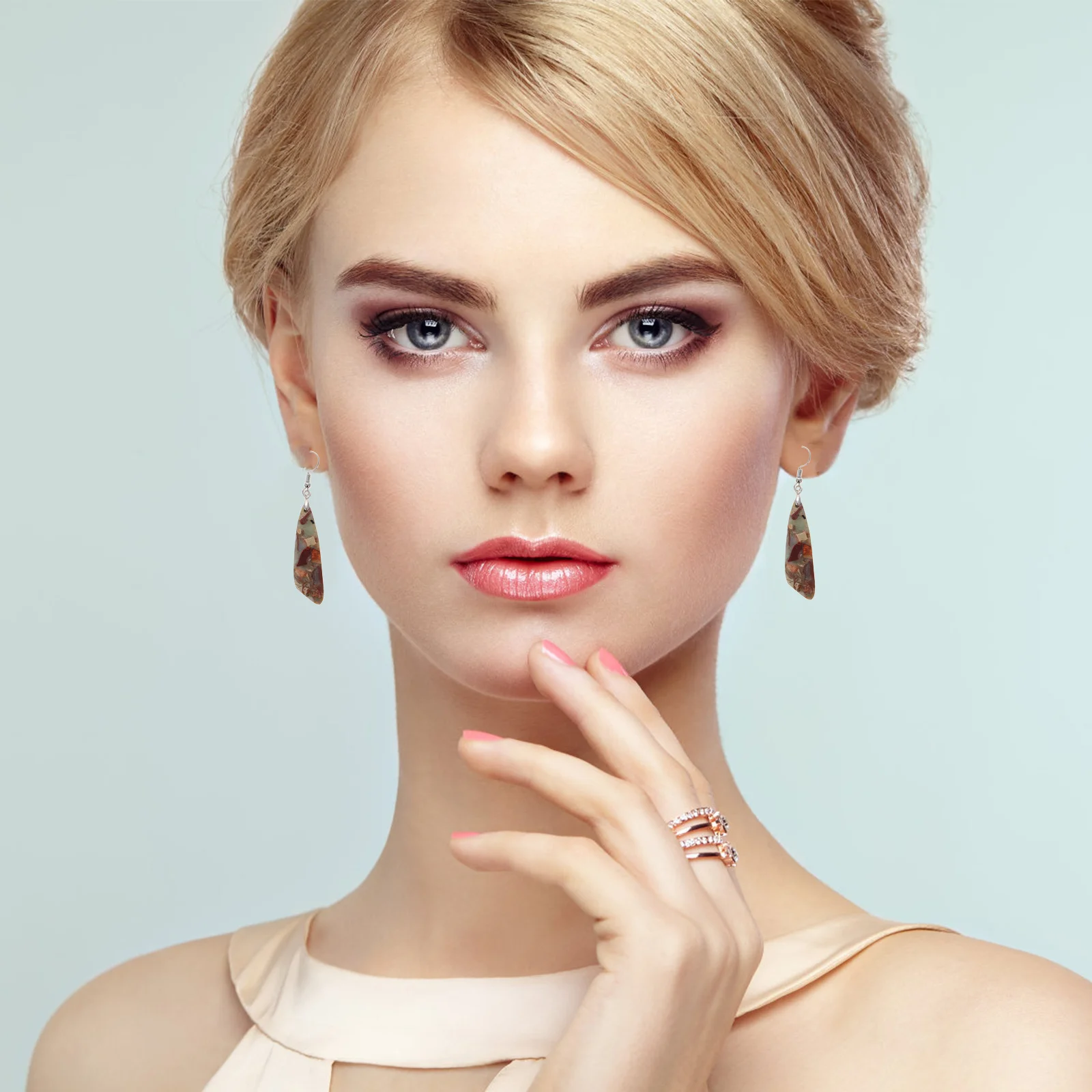 

1Pair Geometric Dangle Earrings Unique Boho Style Lightweight Stone Drop Earrings for Women Party Statement Retro Costume