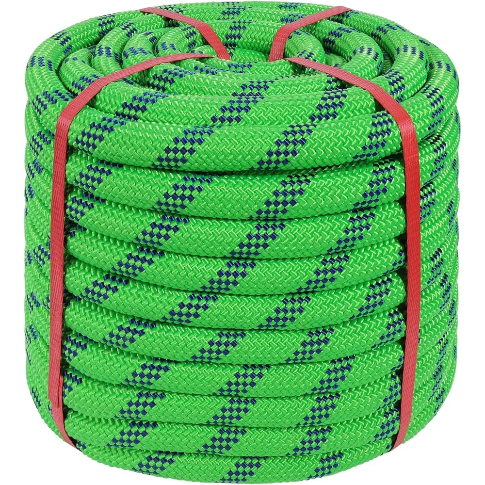 CQArborist Rope 3/4 inch x 100ft Climbing Rope 48 Strands Green Polyester Rope for Hiking Camping Swing Rappelling Rescue