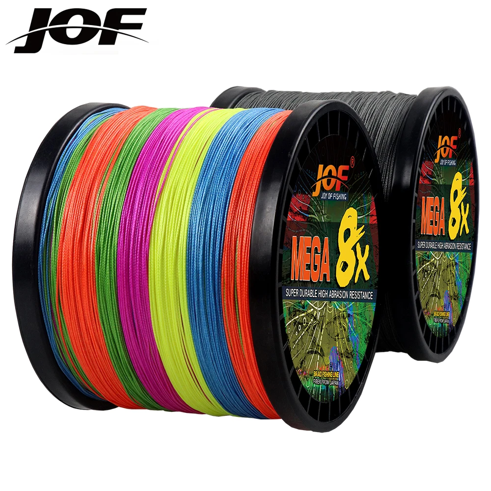 JOF 300M 500M 1000M Multicolour 100% PE 4 Strands 8 Braided Wire Multifilament Japanese Fishing Line 10-80LB Weaves Cord