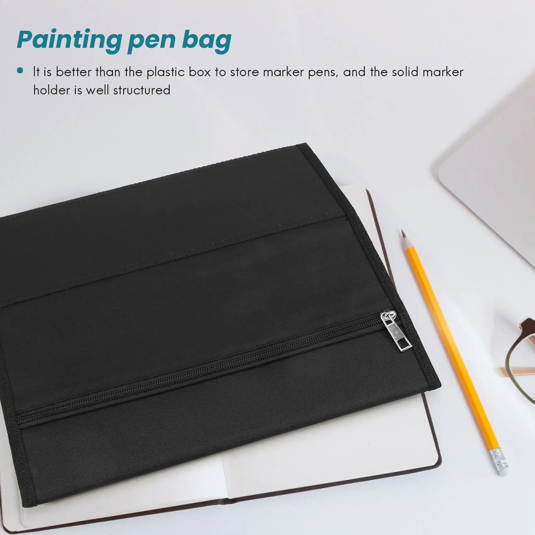 AF93-80 فتحات سعة كبيرة للطي قلم تحديد علامة الفن علامات القلم تخزين حمل حقيبة دائم أدوات الرسم المنظم