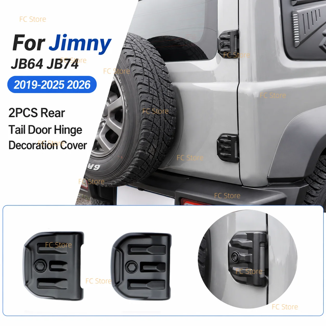2 Stück für Jimny 2019-2026 JB64 JB74 Heckklappenscharnier-Dekorationsabdeckung Heckklappenverkleidung Außenschutz-Zubehör Weihnachten – Detail 3
