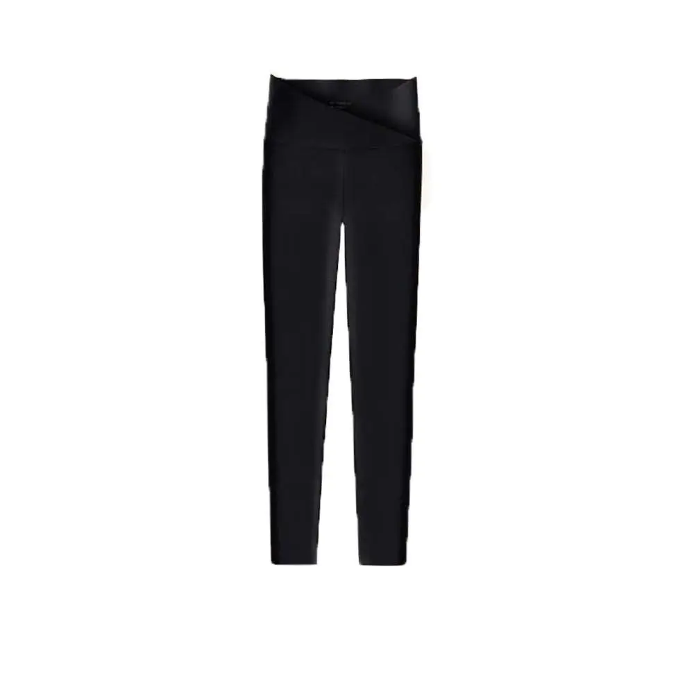 

Fashion Cross Waist Design Women Leggings Thin All Match Yoga Pants Solid Color Seamless Jogging Capri Pants Ladies