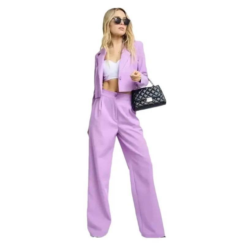 

European and American Cross-border Women's Clothing 2026 Spring Fall New Fashion Casual Short Small Suit Slim Pants Women's Suit
