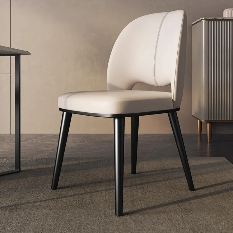 All leather dining chair, household small apartment, stainless steel dining table, chair and stool top layer cowhide chair