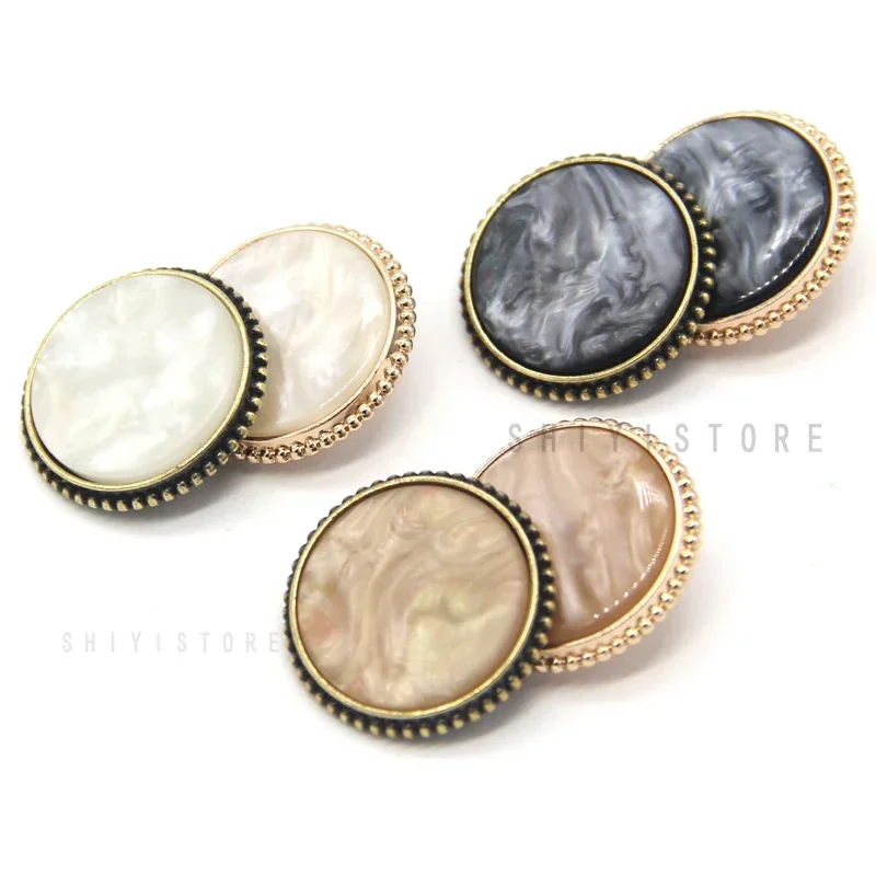 16/23/20/25mm Vintage Buttons Women Blazer Gold Metal Buttons For Clothes Round Flat Suit Retro Decorations Handmade DIY Crafts