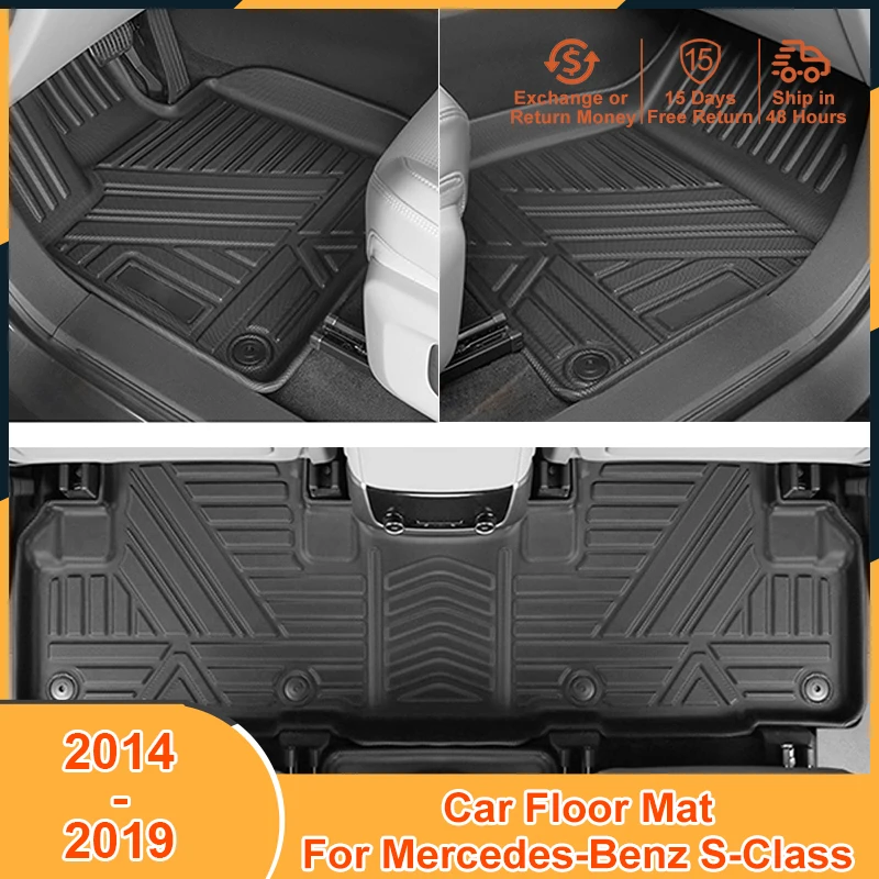 2014-2019 Floor Mats for Mercedes-Benz S-Class 2014 2015 2016 2017 2018 2019 Accessories TPE Scratch Waterproof Foot Pad Cover