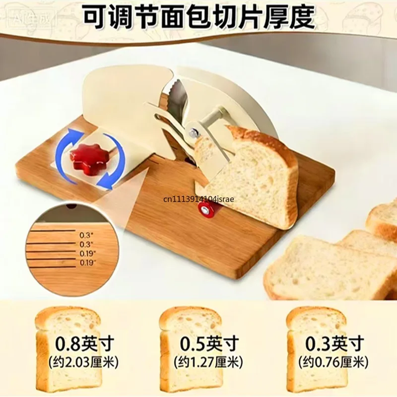Hand Crank Adjustable Food Slicer, Manual Toast Bread Cutter for Ham Cheese Lamb Slices, Portable Household Kitchen Cutting Tool