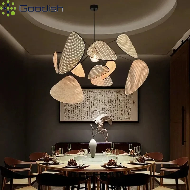

Japanese Art Wabi-sabi LED Pendant Lights Vintage Luxury Bamboo Rattan Lamp For Living Dining Bedroom Home Decoration Chandelier