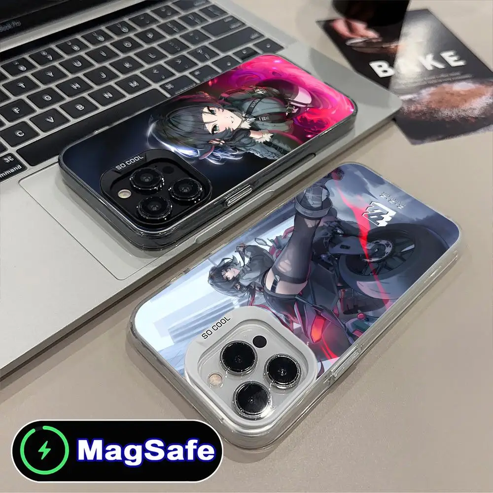 حافظة هاتف Zenless Zone Zero Jane Doe لهاتف iPhone 16 15 14 13 12 11 Pro Max Plus MagSafe شفافة اللون واقية فاخرة