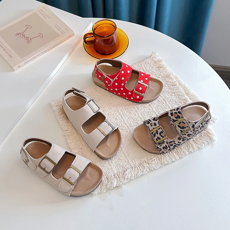 Mumoresip Girls Princess Sandals Sweet Polka Dots Kids Beach Shoes Open Toes Non-slip 2026 Summer New Children Casual Shoes
