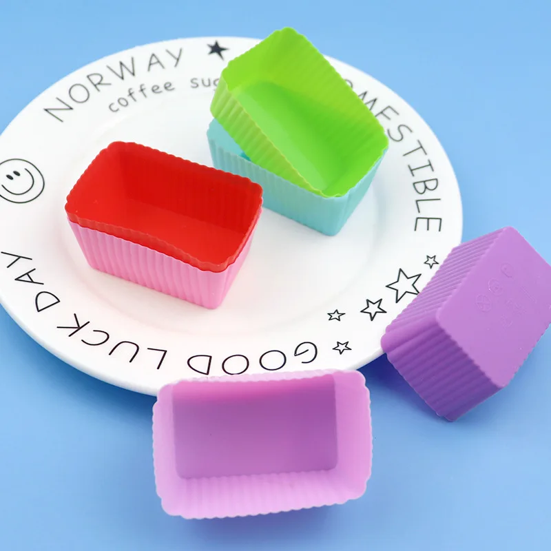 Single rectangular silicone muffin cup DIY cake mold jelly pudding mold egg tart mold