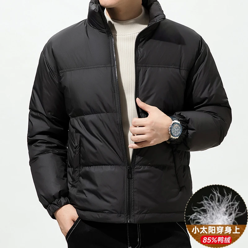 Black Color Stand Collar Duck Down Jackets 2025 Autumn WInter Men's Warm Short Puffer Coat Outwear Windproof Paaded Top Clothing