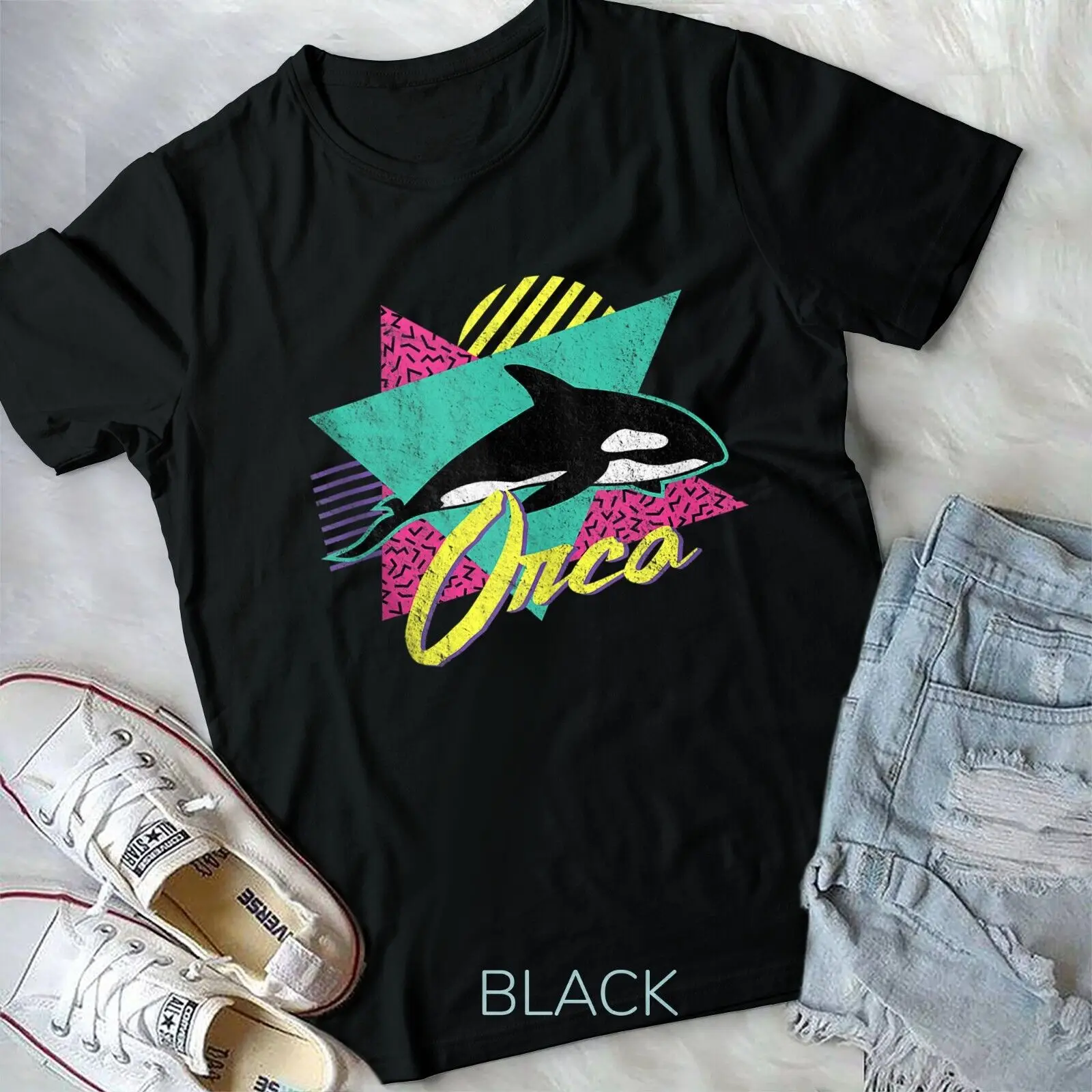 Vintage Retro 80s Or 90s Orca Killer Whale Unisex T-shirt