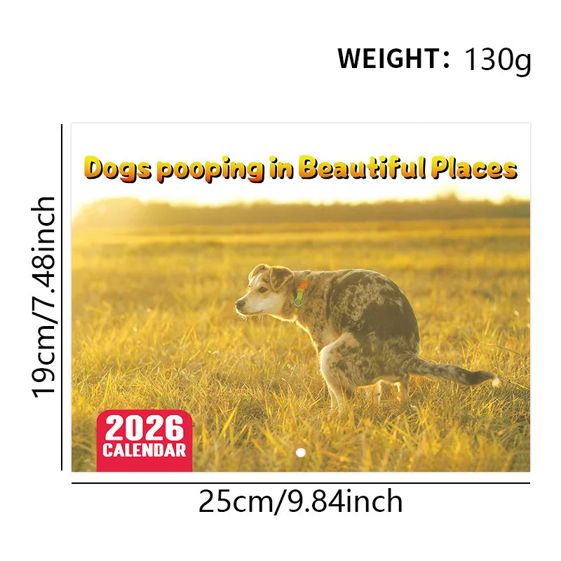 2026 Pooping Dogs Calendar Hangable Creative Daily Weekly Monthly Planner Agenda Schedule Organizer for Home Decor Wall Calendar