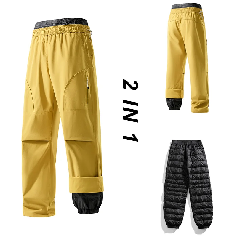 

American Outdoor Functional Zipper Charge Down Overalls Men's Outdoor Hiking And Mountaineering Casual Sports Pants Trendy