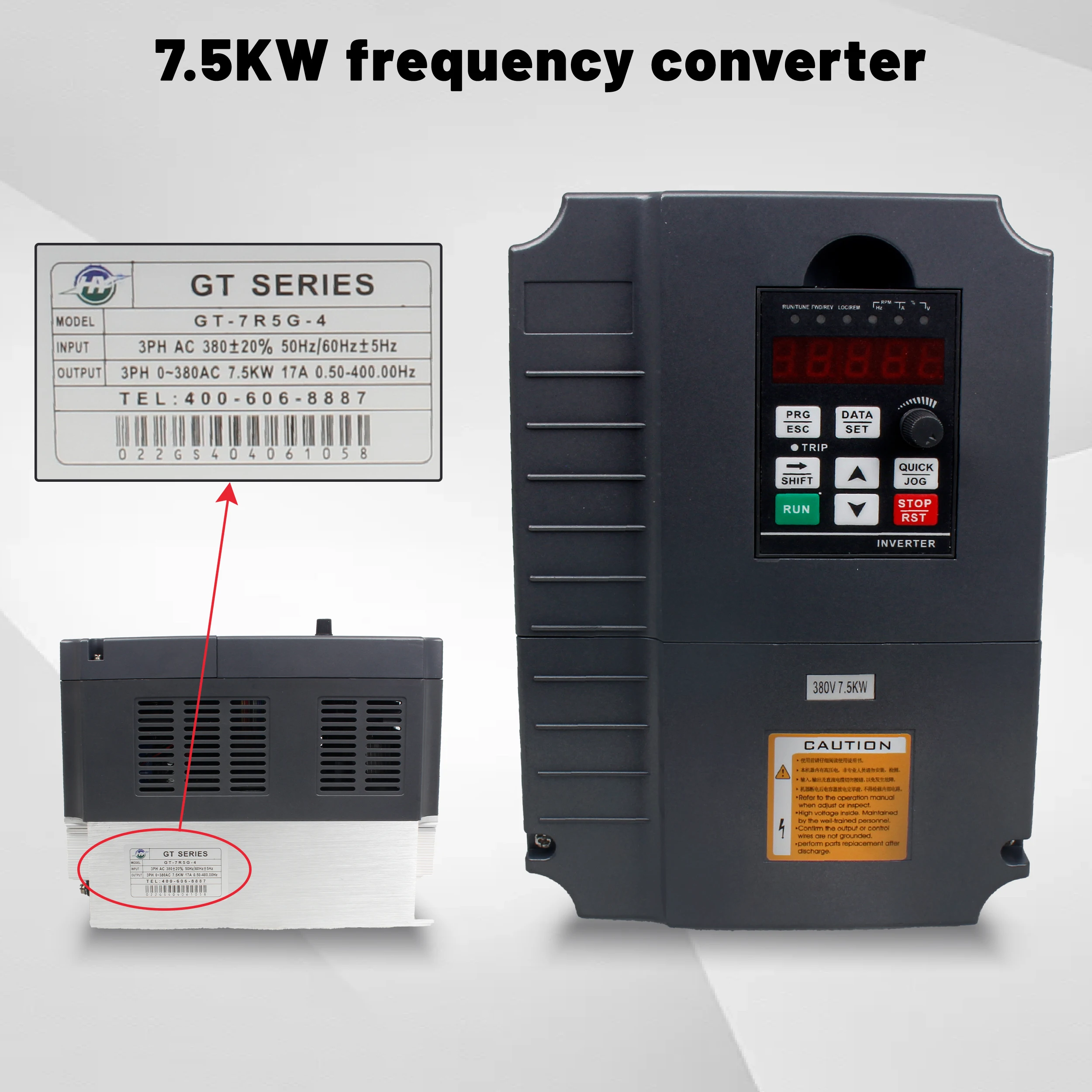 GT 7.5kw 220V or 380V Huan yang HY Inverter VFD CNC Frequency Converter Speed Control For Spindle Motor