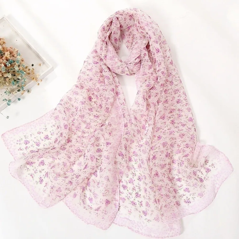 Ditsy Floral Print Floral Georgette Scarf Vintage Design Georgette Fabric Multi-purpose Shawl Four Season Use Boho Style