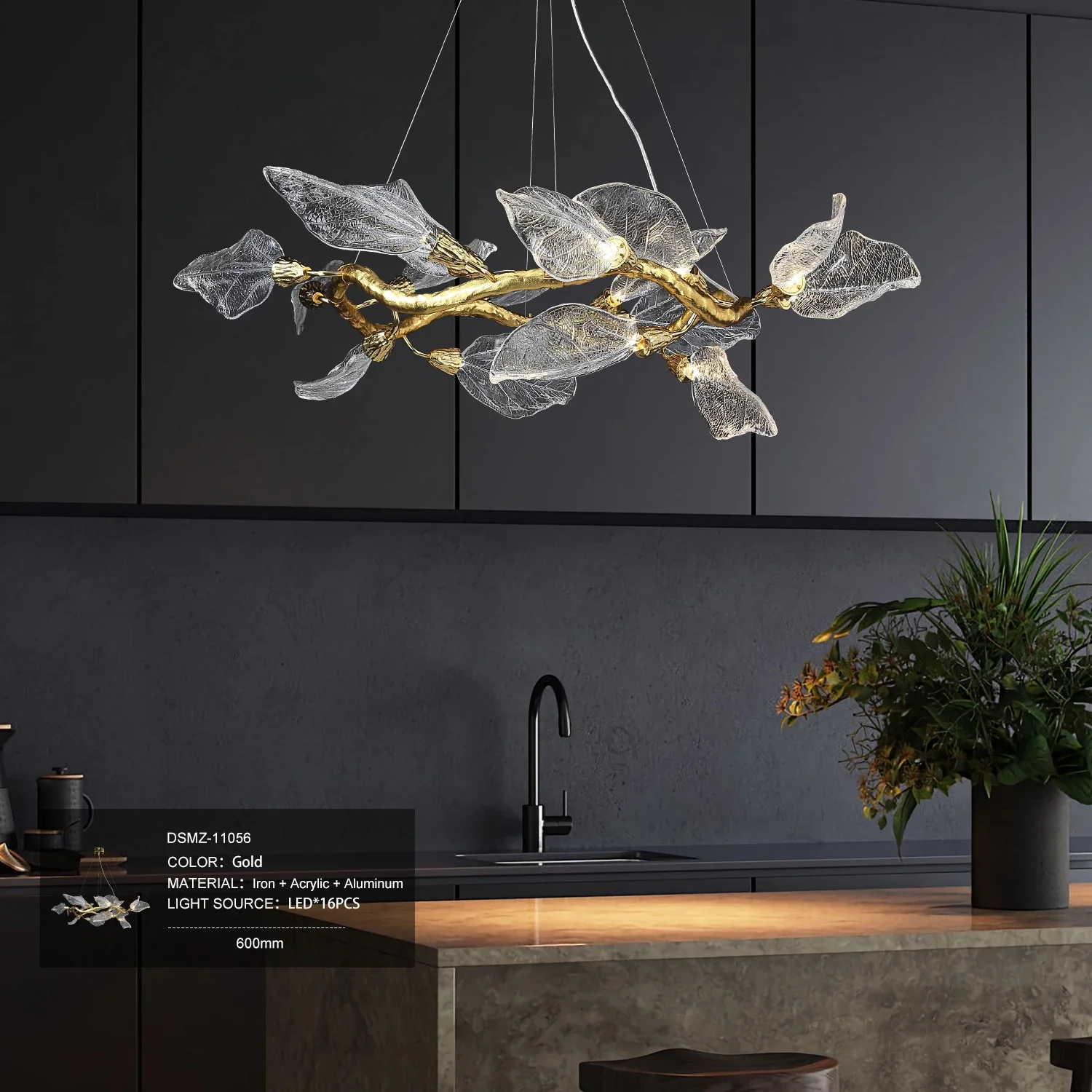2025 Post-Modern Leaf Pendant Chandelier Above Dining Table Luxury Living Room French Resin Leaf Ceiling Pendant Lamp Kitchen Be