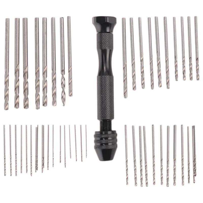 【Flash Sale】Hand Drill Set Precision Pin Vise With 49 Pcs Mini Twist Drill Bits For Model,Diy,Jewelry Making,Multipurpose Rotary