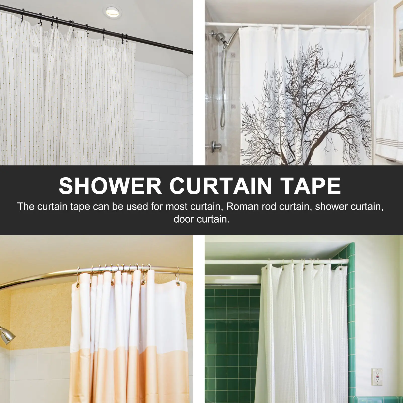 Easy Install Curtain Pinch Pleated Tape for DIY Home Decor Shower Door Roman Rod Curtains Wide Strong Drapery Heading Tape