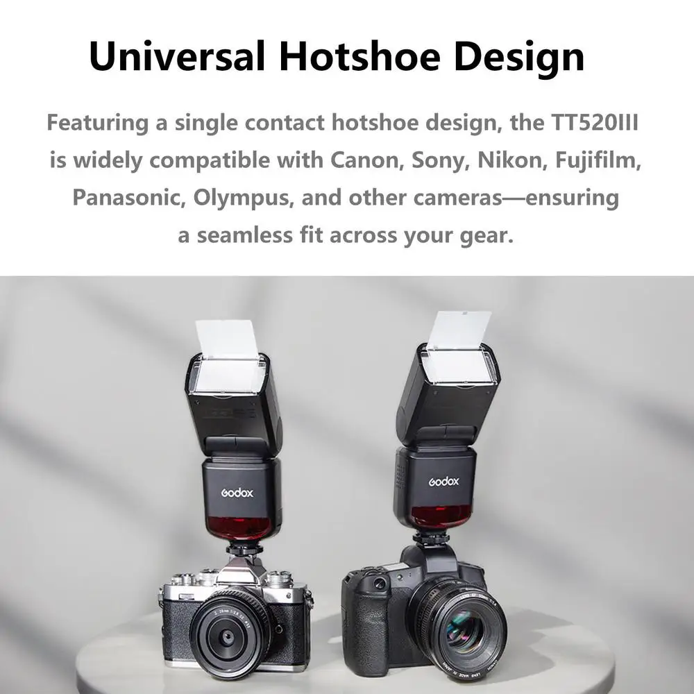 Godox TT520 III Thinklite Camera Flash 443MHz Wireless Triggering with Flash Trigger Universal Hotshoe for Canon Nikon Sony Fuji