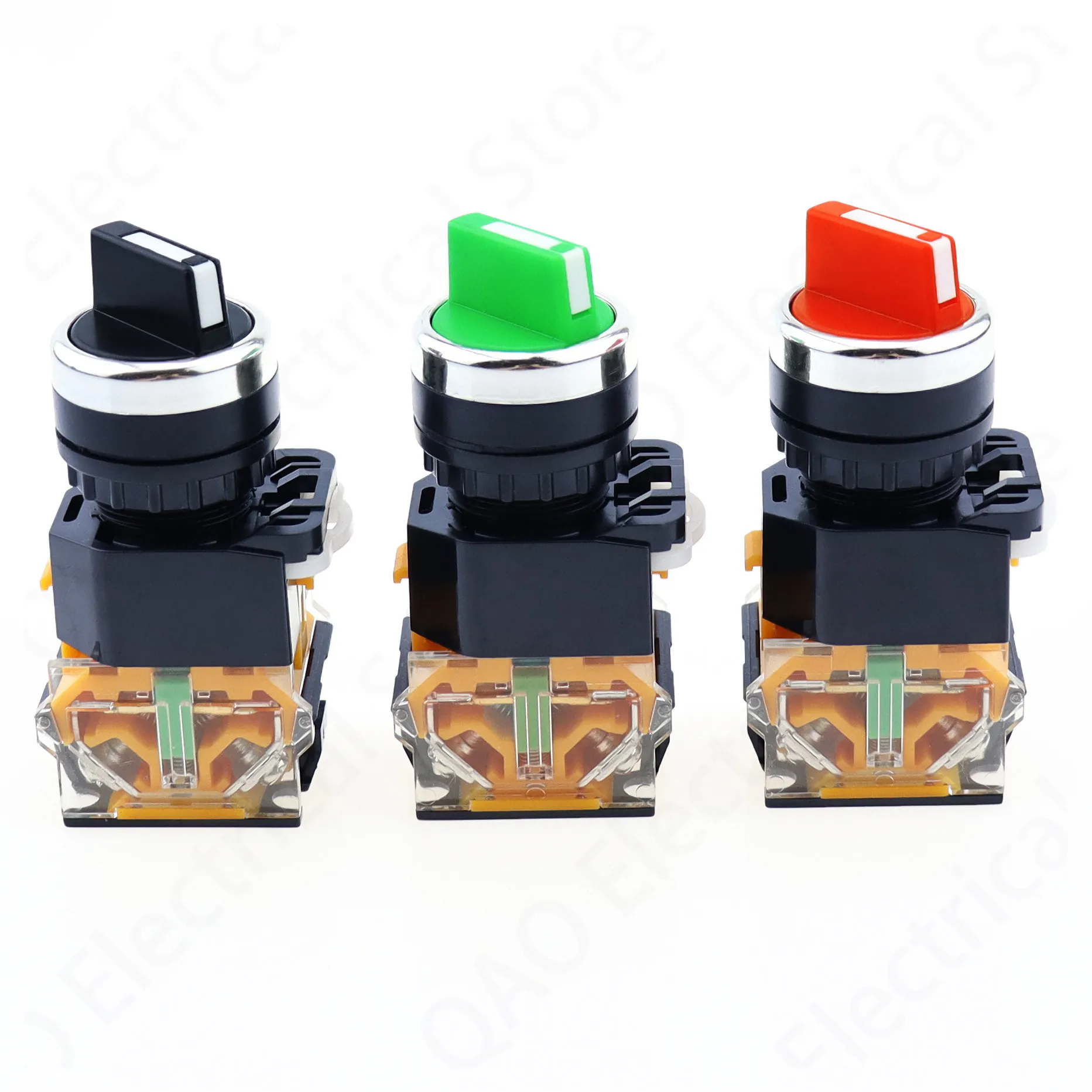 22mm Self-lock Selector Switch 1NO1NC 2/3 Positions Rotary Switches DPST 4 screws 10A400V Power Switch ON/OFF Red Green Black