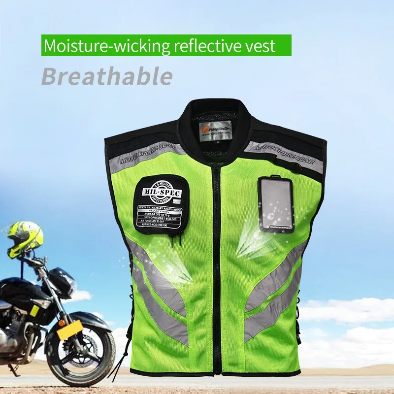 

Motorcycle Riding Vest Warning Safety High Visible Rider Waistcoat Racing Moto Cycling Reflective Light Outdoor Sport Clothing