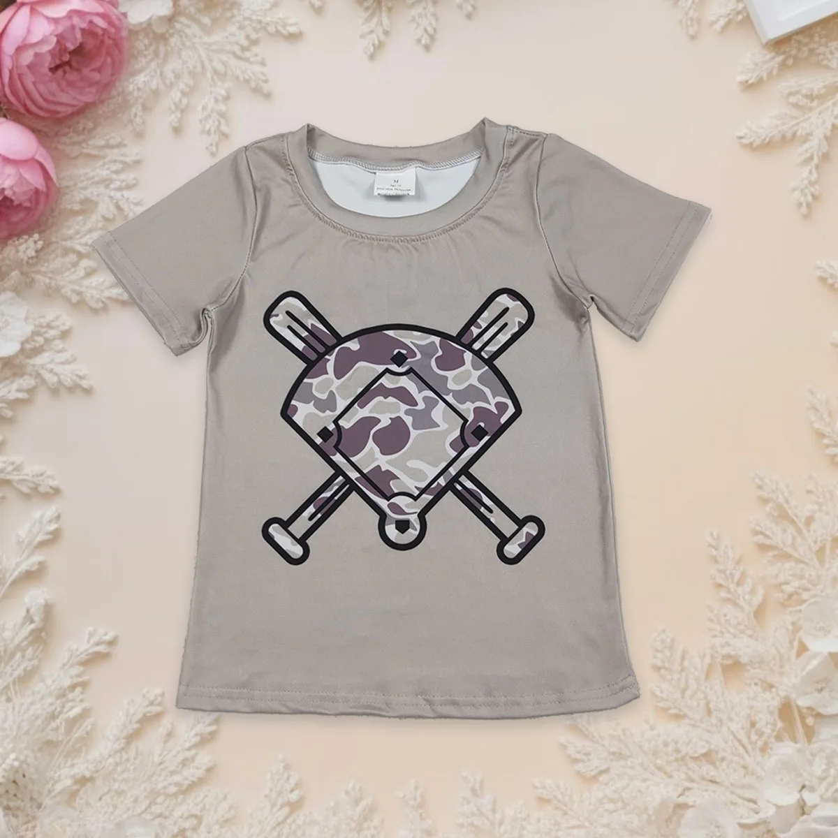 

Baby Boy T-shirt Grey Camo Baseball Tee Shirts Top Clothes Short Sleeve Pullover Kids Children Infant Toddler Cardigan Wholesale