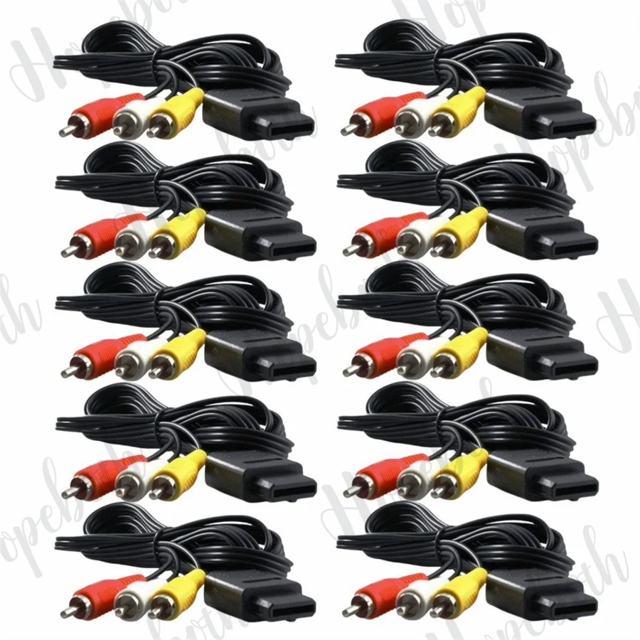 

200pcs/lot 3RCA 1.8m 6FT AV TV RCA Video Cord Cable For Game cube/for SNES GameCube/for Nintendo for N64 64 Game Cable
