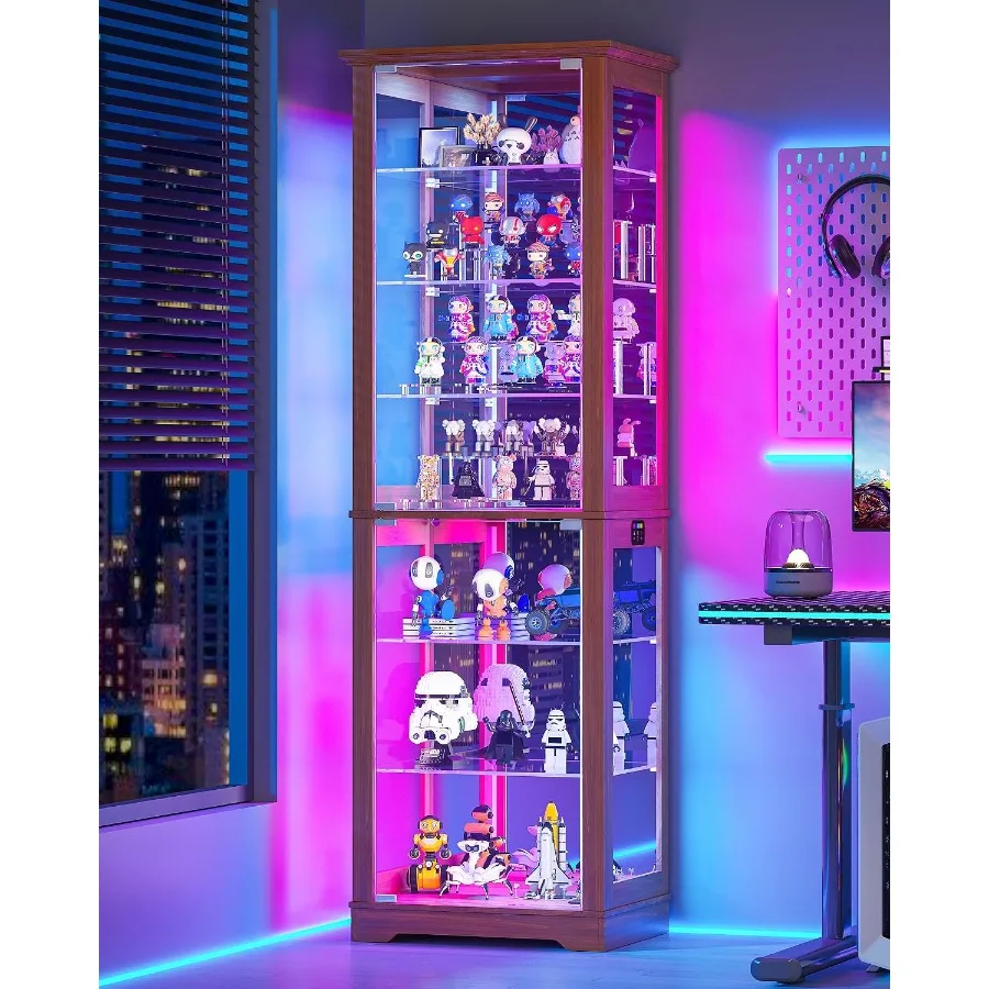 Display Display Cabinet with RGB Lights and Glass Doors for Collectibles: Tempered Glass, Black, Adjustable LED Lighting - Aliexpress Deal