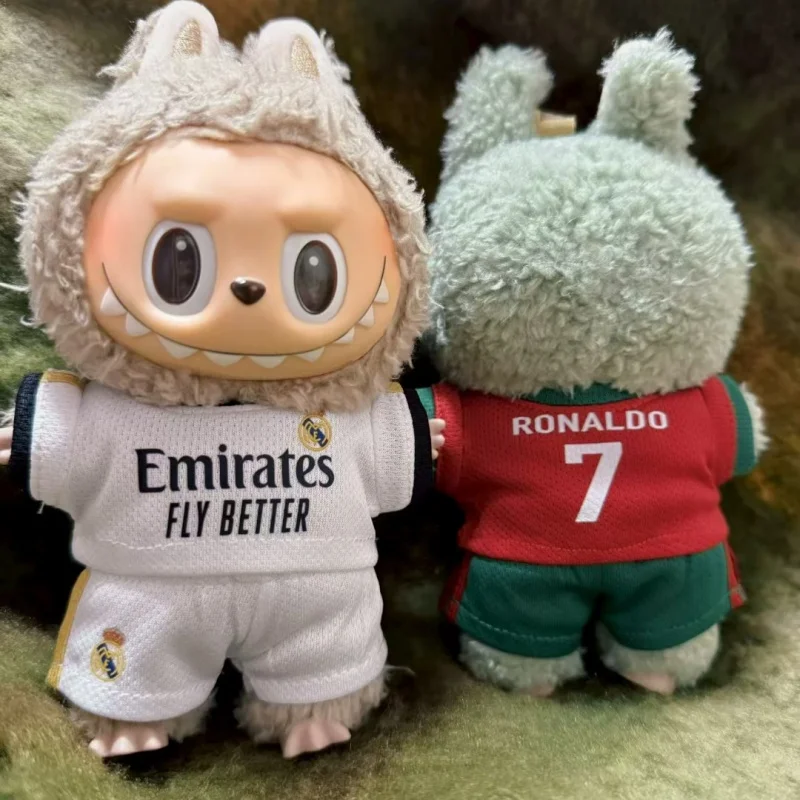 Pakaian Labubu Baru 2025 V1 V2 V3 Jersey Sepak Bola Basket Aksesoris Pakaian Boneka 15-17cm Boneka Plush Universal (Tanpa Boneka)
