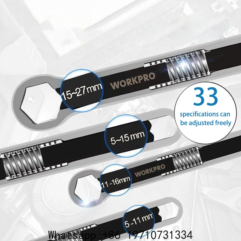 Workpro Universal Fast Wrench 5-27mm Multi-purpose Double-head Movable Plum Blossom Wrench Adjustable Socket Spanner