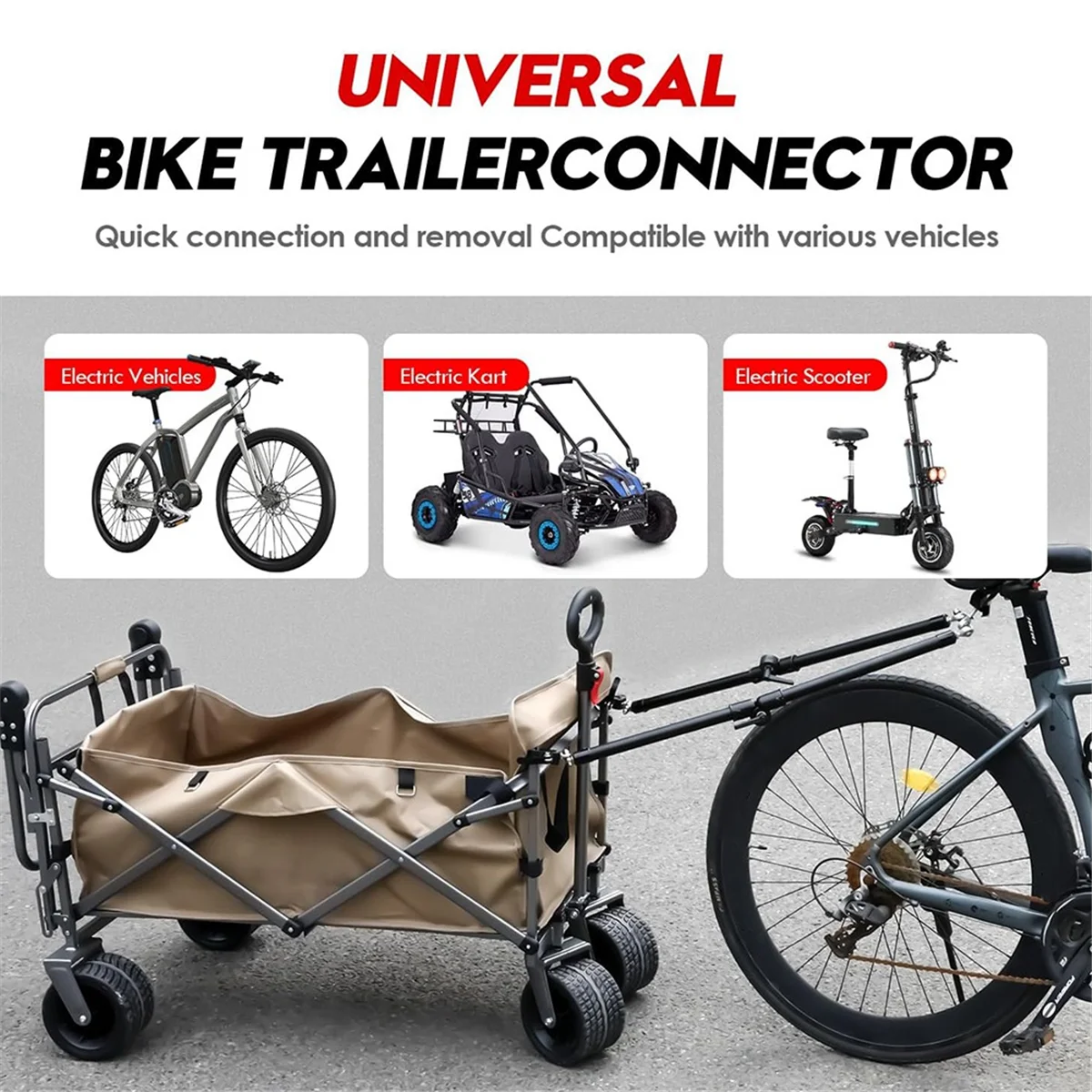 

Разъем сцепного устройства для велосипедного прицепа AA74, универсальный портативный складной велосипедный прицеп с быстроразъемными зажимами для кемпинговой фургона