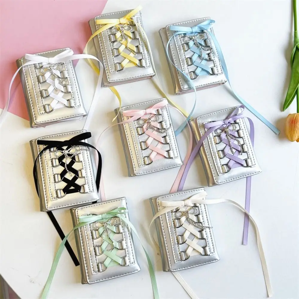 Fashion Y2k Silver Sweet Wallets Designer Original Korean Style Short Coin Purse Strap-on Ballet Style Pouch Women Girl