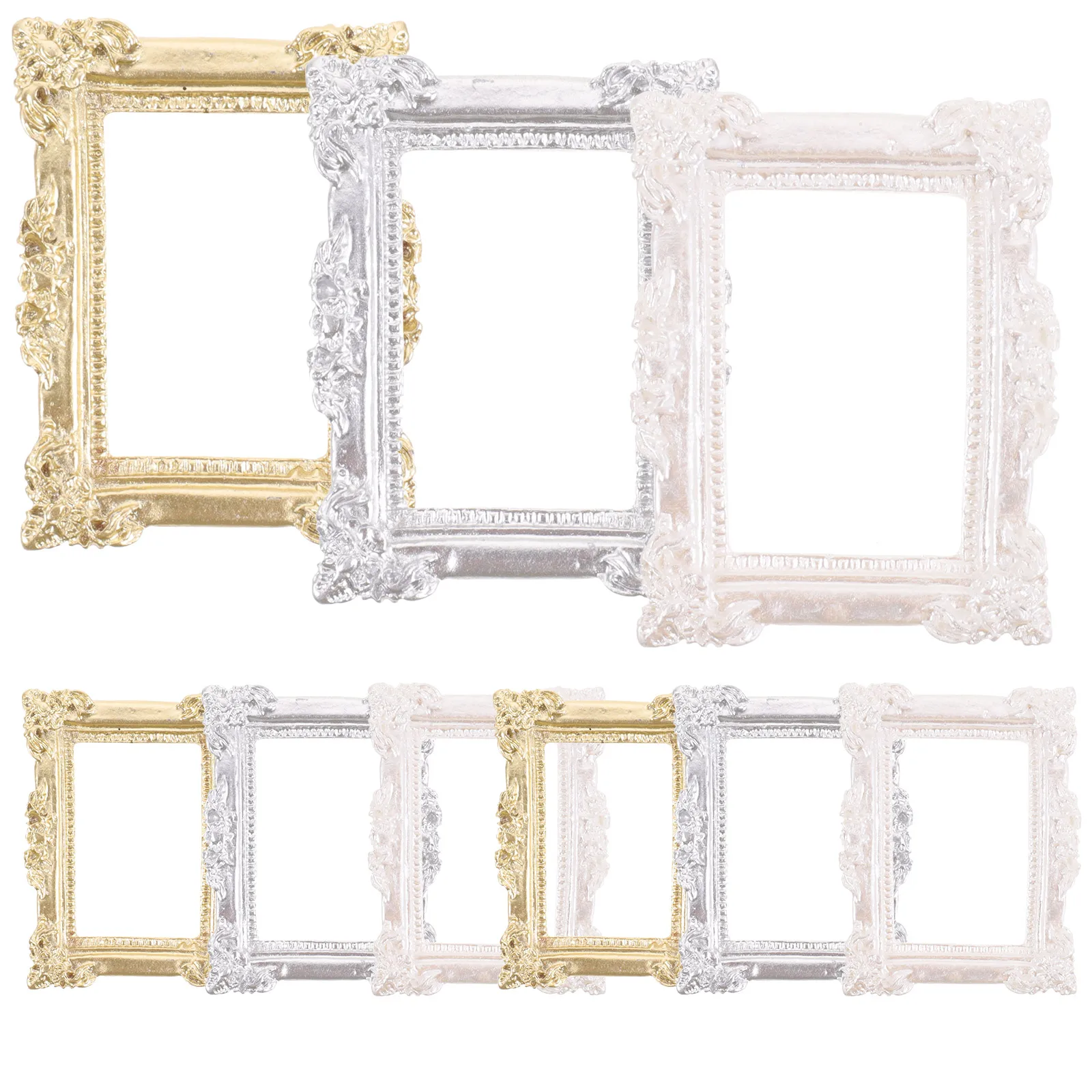 

9 Retro Patterned Photo Frames Mini Resin Vintage Decorative Picture Frame Crafts Accessories Miniature Frames