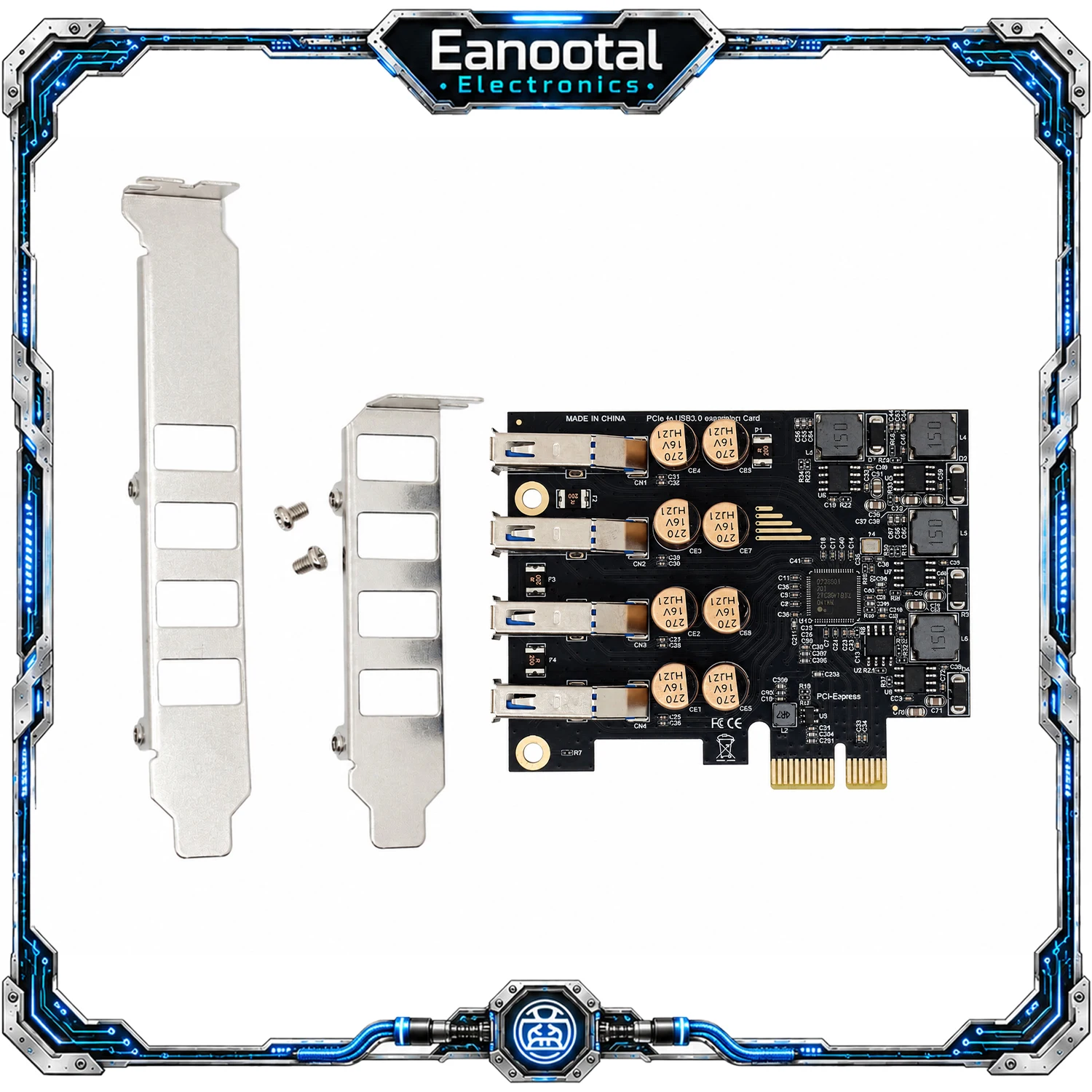 4 Port PCIe to USB 3.2 Gen 1 Card, D720201 USB-A 5Gbps High Speed Expansion Adapter with 3 Power Supply Options for Desktop PC
