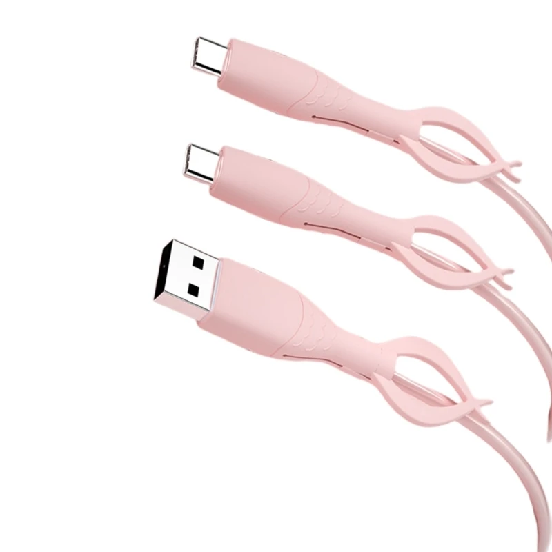 Elastic Silicone Cord Protectors Multi Device Compatible Organizers For Phone Tablet USB C Cord Straps 83CF