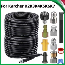 2M-35M Sewer Drainage Cleaning Hose Pipe Cleaning Kit Rotating Nozzle Kit 1/4 Button NPT Nose, For Karcher K2K3K4K5K6k7.