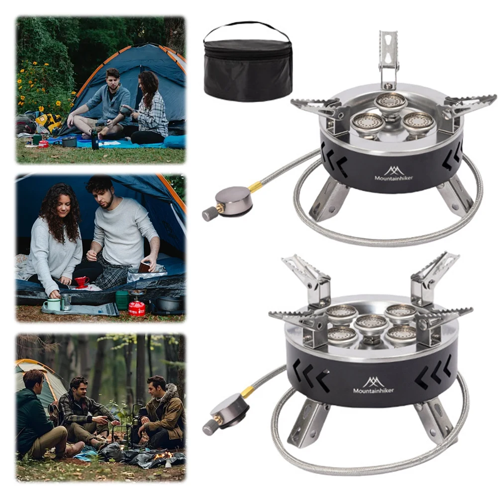 6800W 11800W Camping Gas Stove with Storage Bag Barbecue Burner Cookware Metal High Power Furnace for Outdoor Camping Tourist