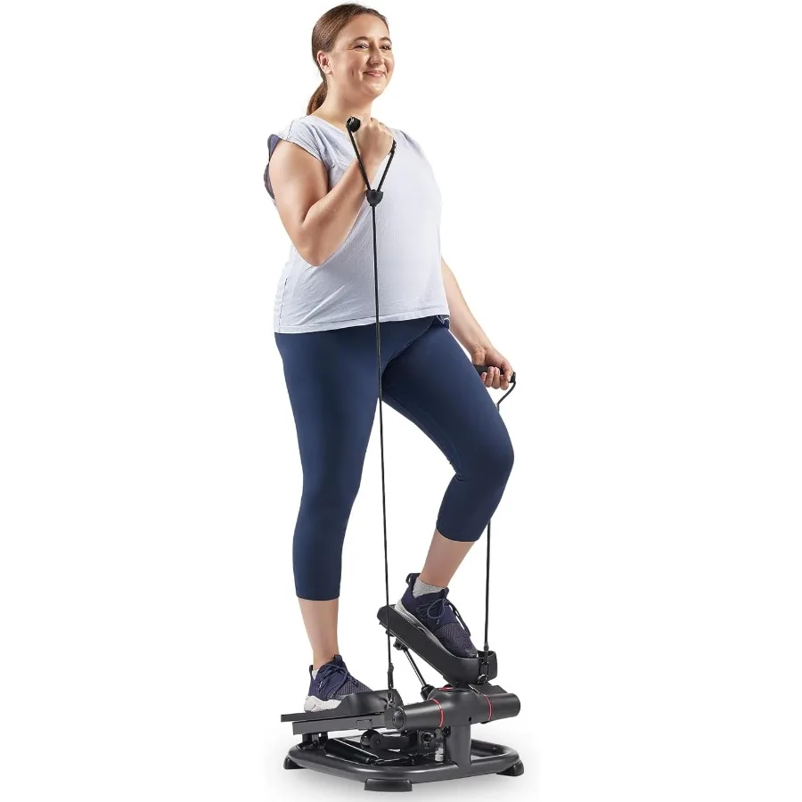 2-in-1 Premium Power Stepper mit Widerstandsbändern, stoßfestes Cardio, platzsparend, höhenverstellbar