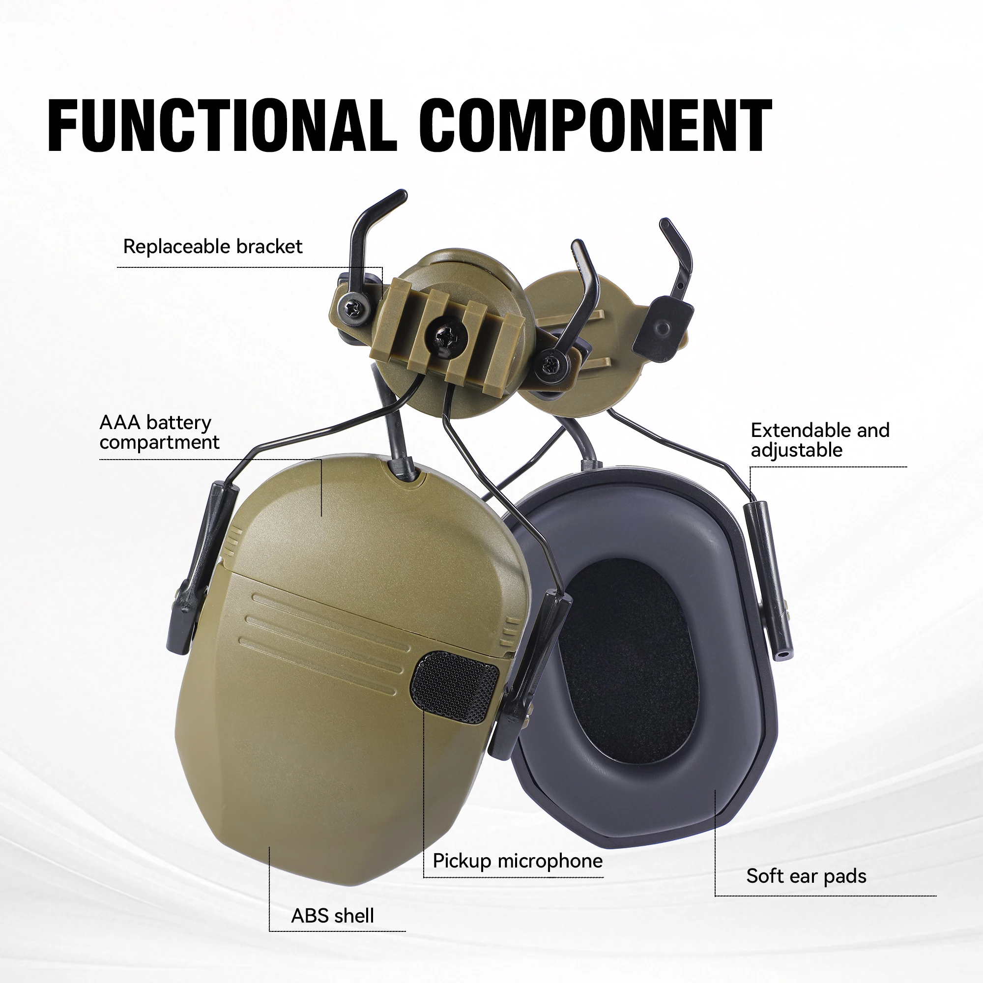 WK шлемная версия, тактические электронные наушники для стрельбы, NRR23dB, наушники с шумоподавлением для военной безопасности, охоты