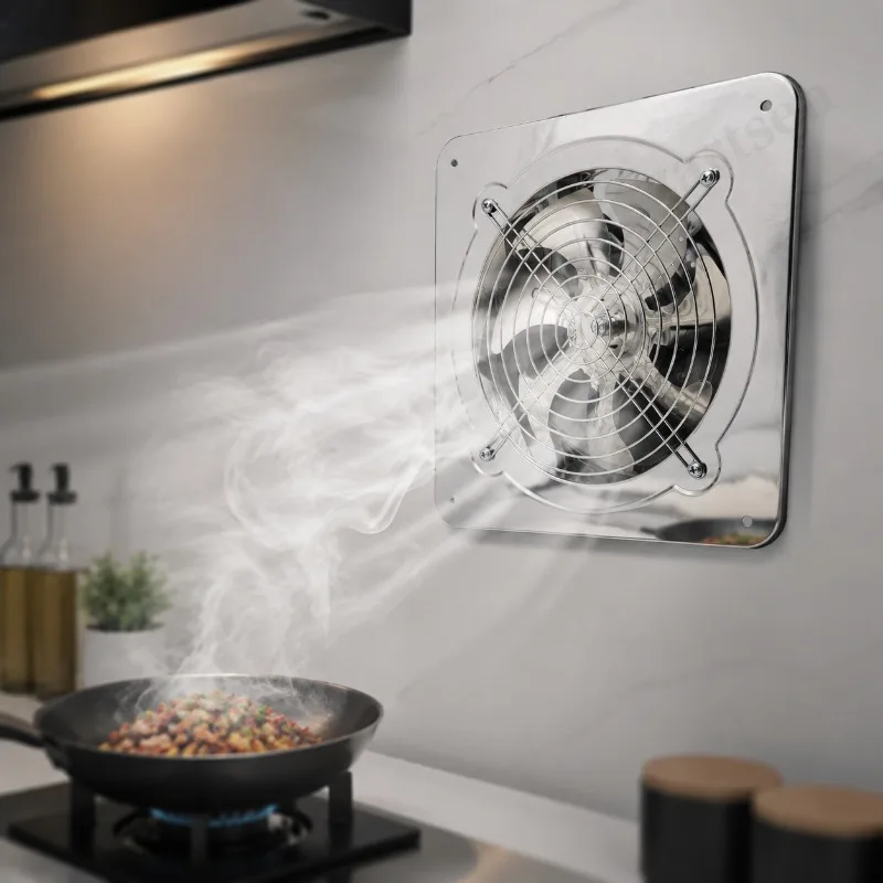 Stainless Steel Wall Exhaust Fan Silent Large Air Volume Waterproof Insect Proof Vent Fan For Kitchen Bedroom Factory Smoke Vent
