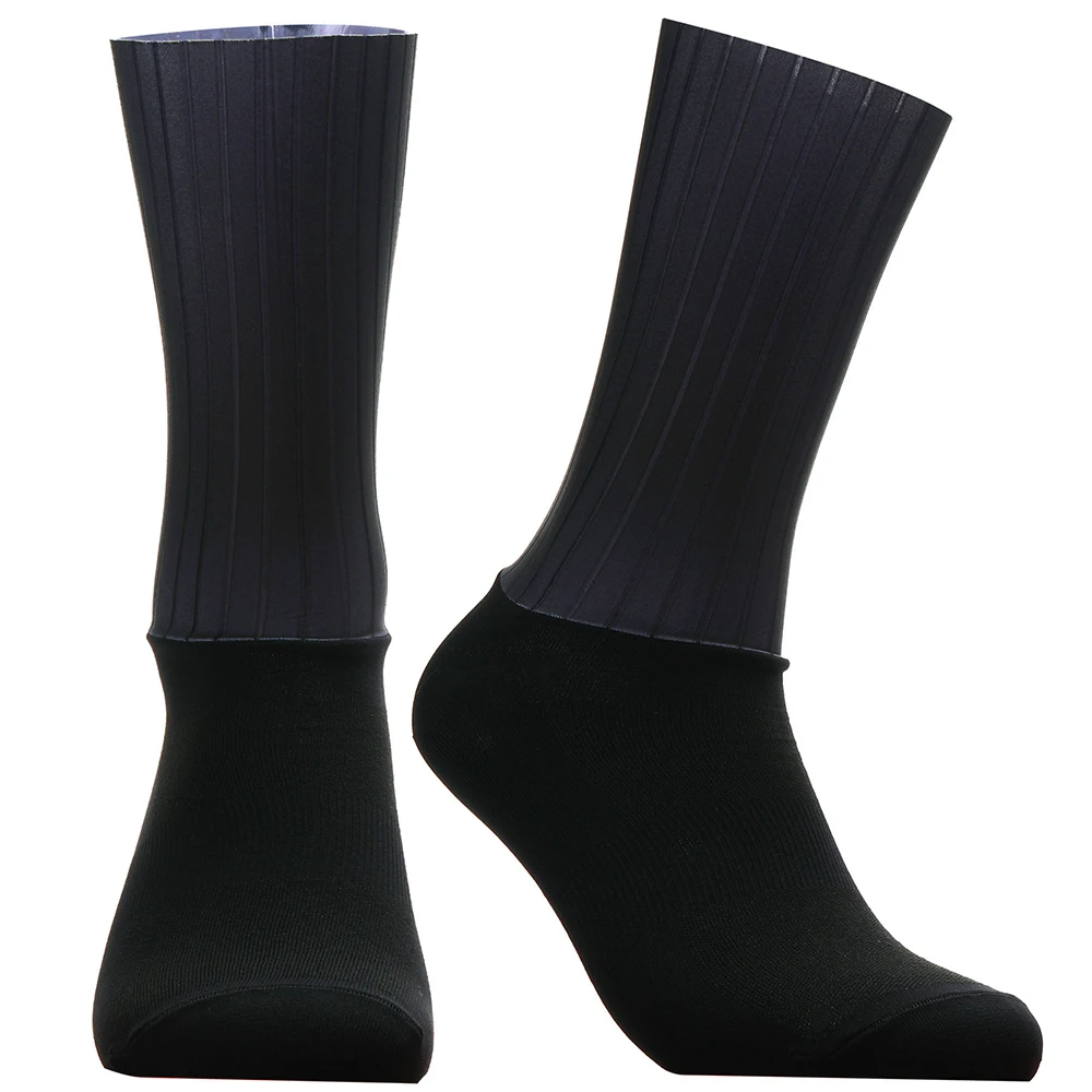 Calcetines aerodinámicos antideslizantes de silicona para hombre, Calcetines blancos para Ciclismo, deporte de bicicleta, correr, verano 2024