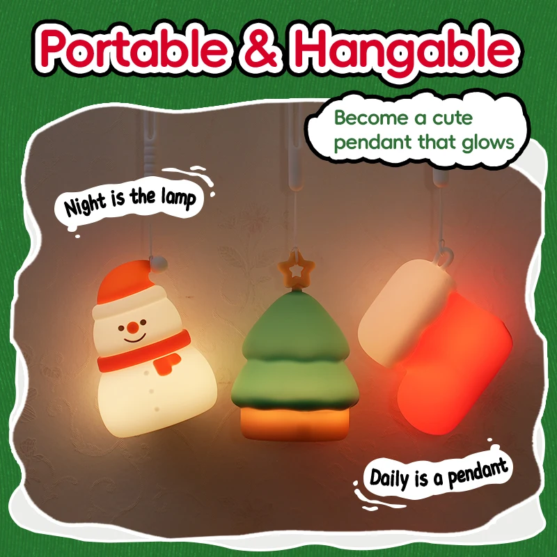 Christmas Snowman Night Light Adjustable Nursery Table Lamp Rechargeable Decorative Beside Lamp For Kids Gift