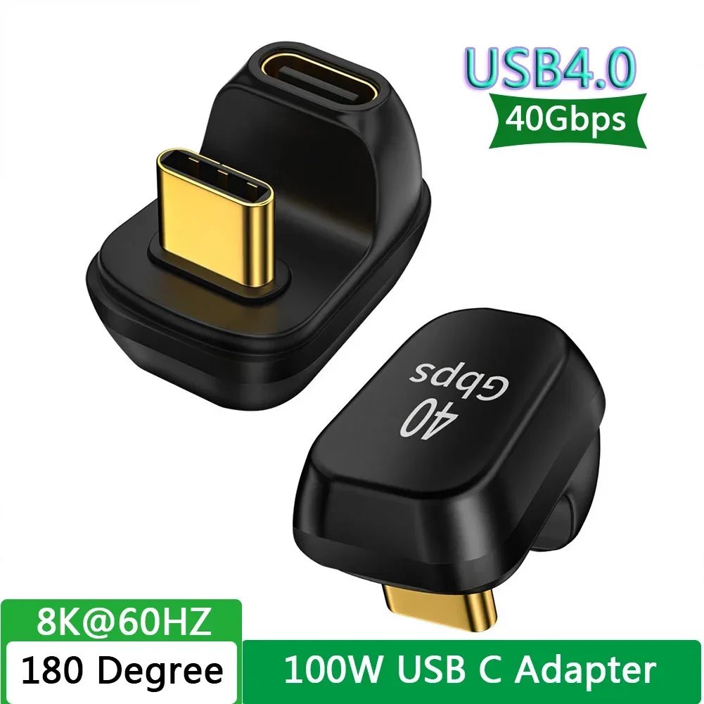 40MB/s 40Gbps USB C Angle 180 Degree Adapter Thunderbolt 3 4 USB 2/4 Type C Male To Female Converter 100W Fast for Phone Tablet