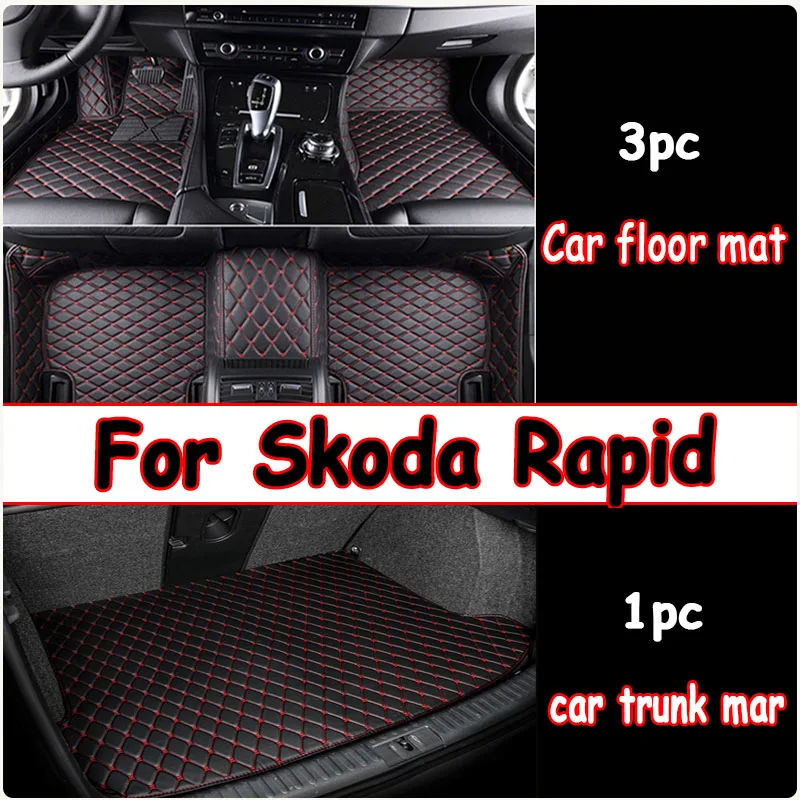 Car Floor Mats For Skoda Rapid 2013 2014 2015 2016 2017 2018 2019 2020 Custom Auto Foot Pads Carpet Cover Interior Accessories