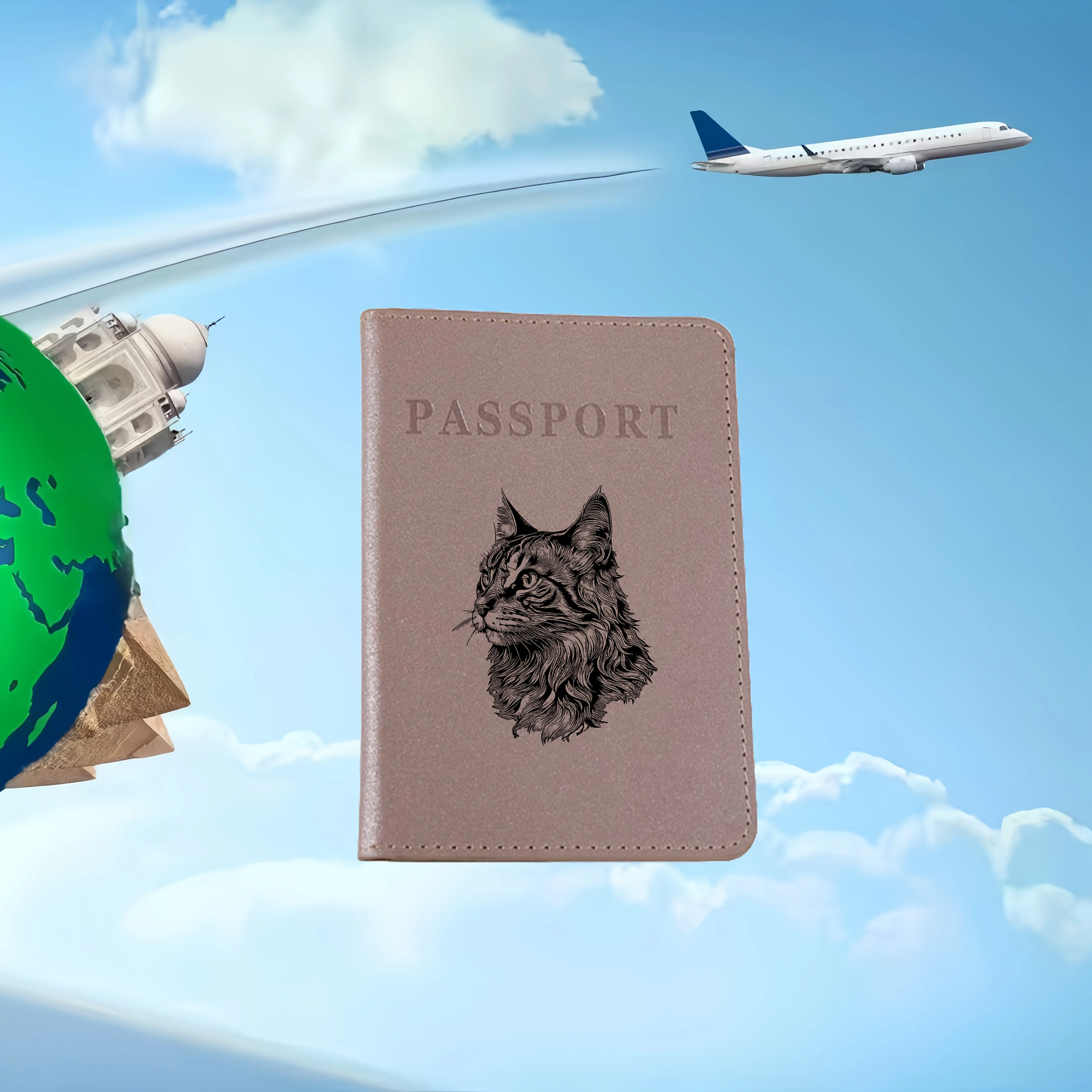 Customized Embossed Passport Cover with Front Text, Handcrafted PU Passport Holder, Puppy Passport Holder,Kitten Passport Holder