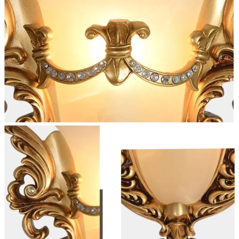 European Style Creative Angel Wing Wall Lamp Led Warm Retro Bracket Light for Bedroom Living Dining Room Corridor Decor