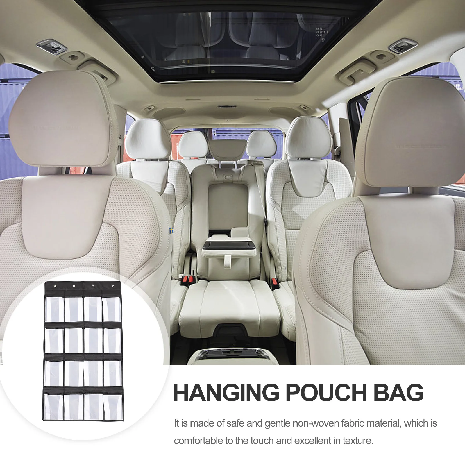 

Back Seat Storage Bag Non woven Fabric Hanging Pouch Black Cloth Container Reusable Practical Door ganizer Wall Hanging